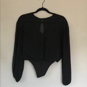 Aritzia Long Sleeve Mesh Overlay Bodysuit